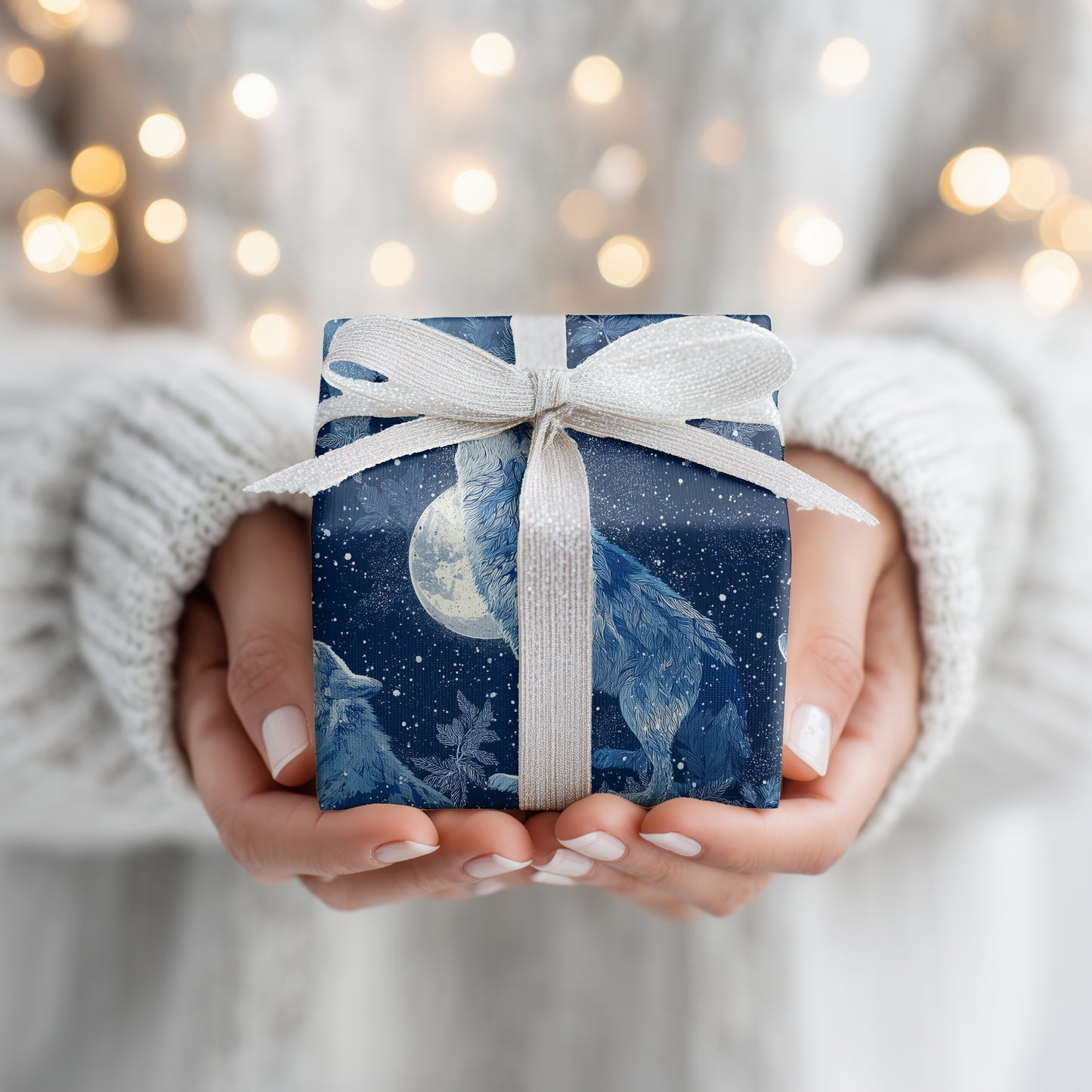 Lunar Howl Between Starlit Branches