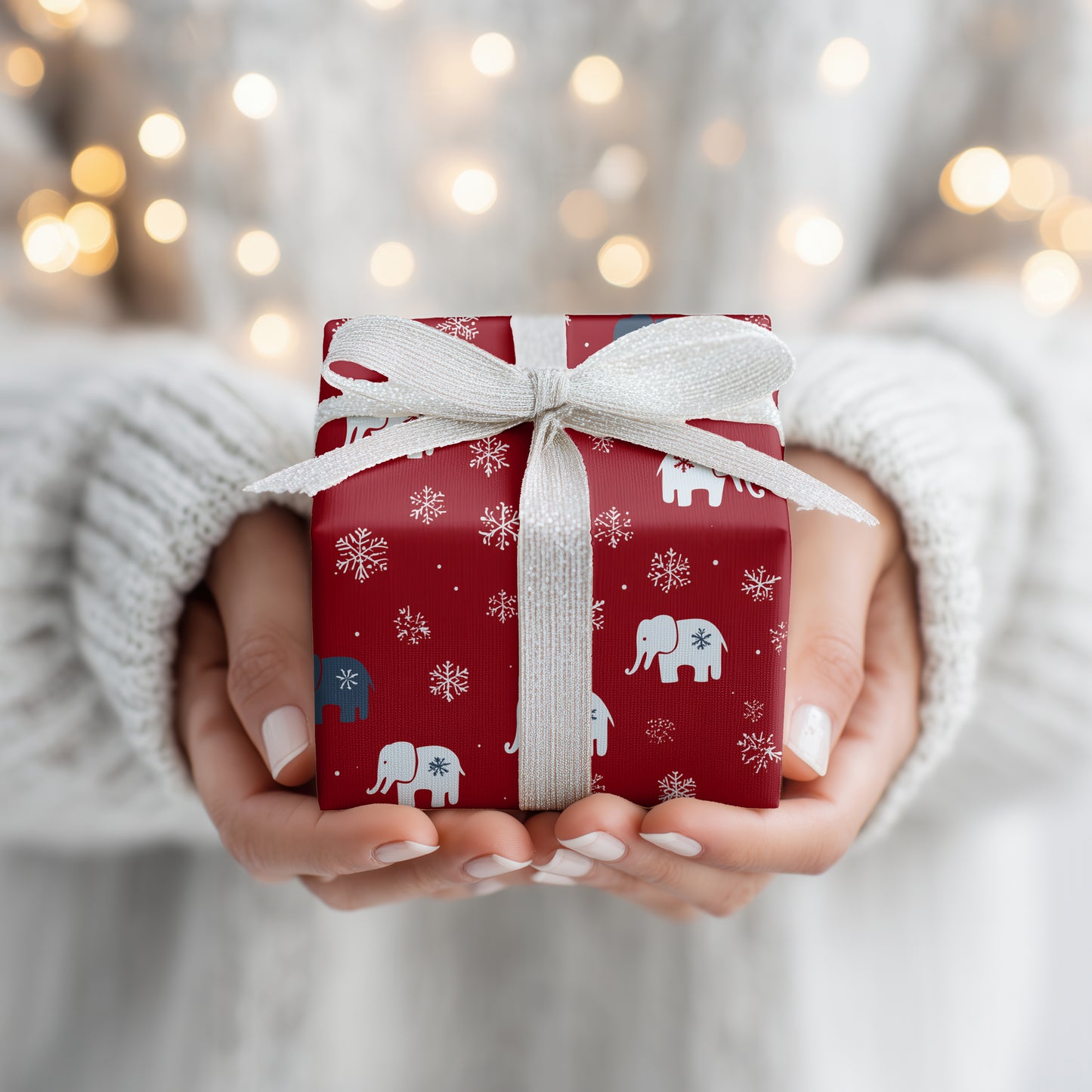 Elephants Dance Through Winter's Red