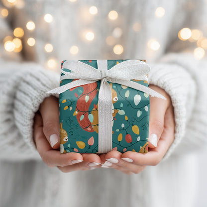 Festive Squirrels Dancing Between Lights