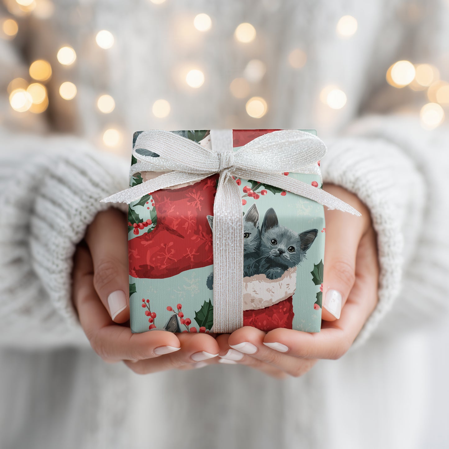 Kittens Peek From Christmas Stockings