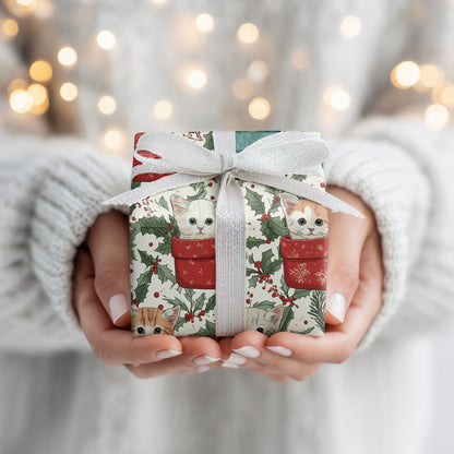 Nestled Kittens in Crimson Stockings