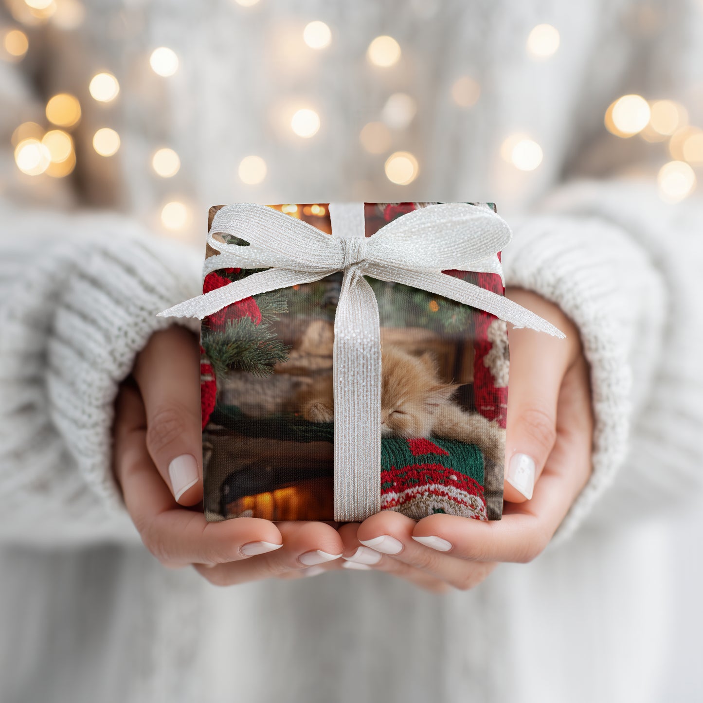 Purrs Between Holiday Flames