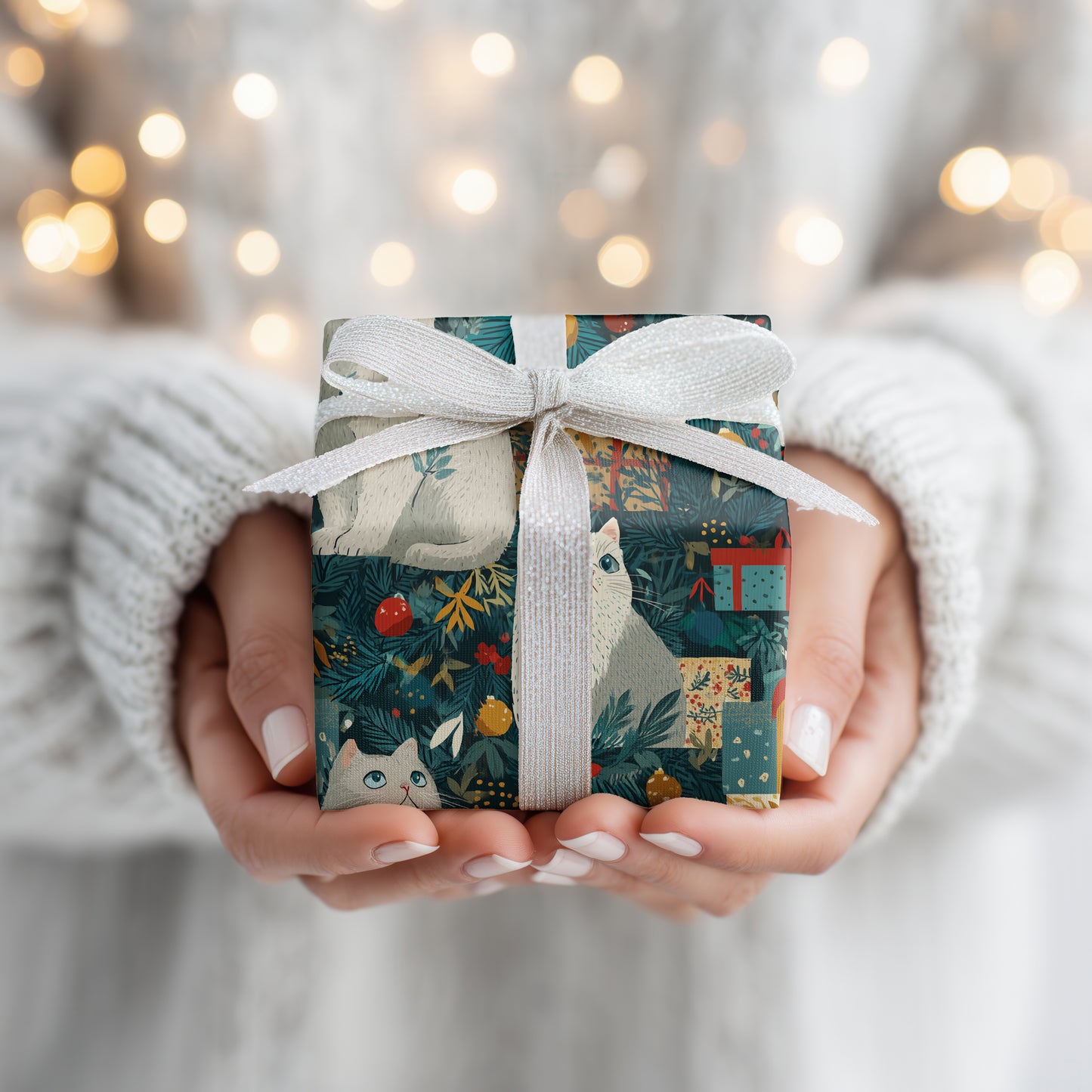 Festive Felines Among Winter's Bloom