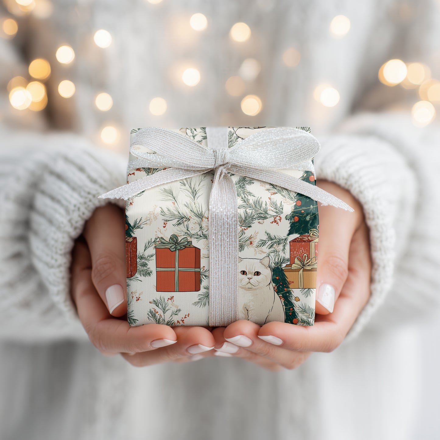 Curious Cats Among Christmas Gifts