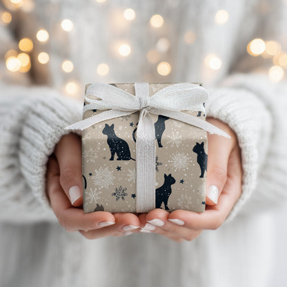 Midnight Cats Dancing Through Snowfall