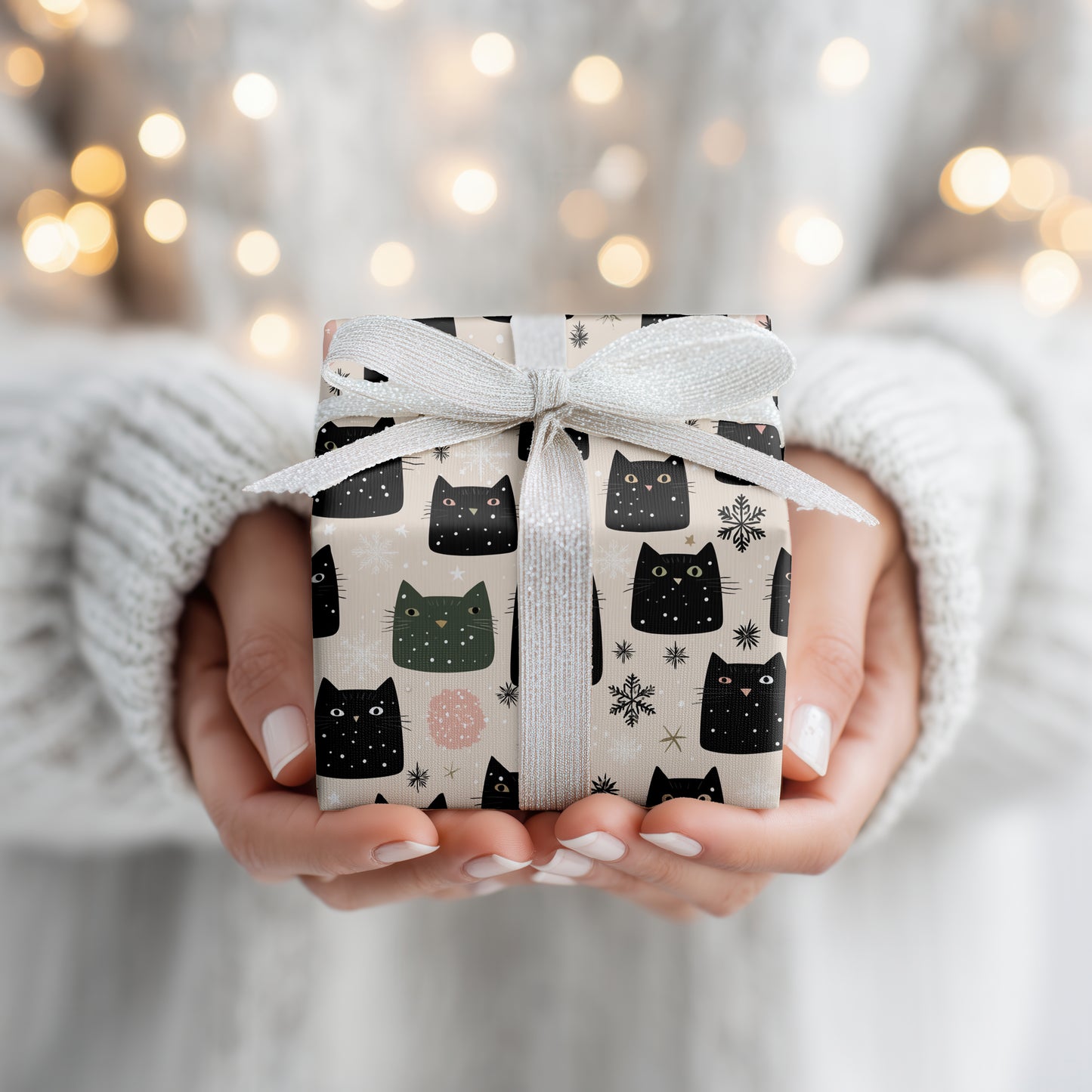 Midnight Cats Dancing Through Snow