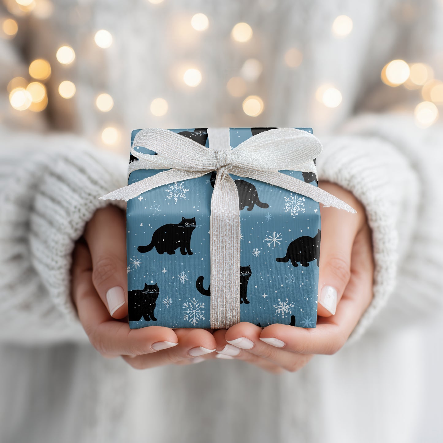 Midnight Cats Dance Through Snowfall