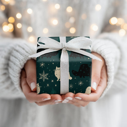 Midnight Cats Dancing Through Snowflakes