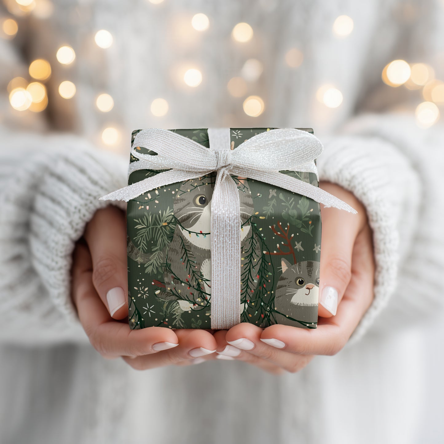 Festive Felines Dancing Through Evergreens