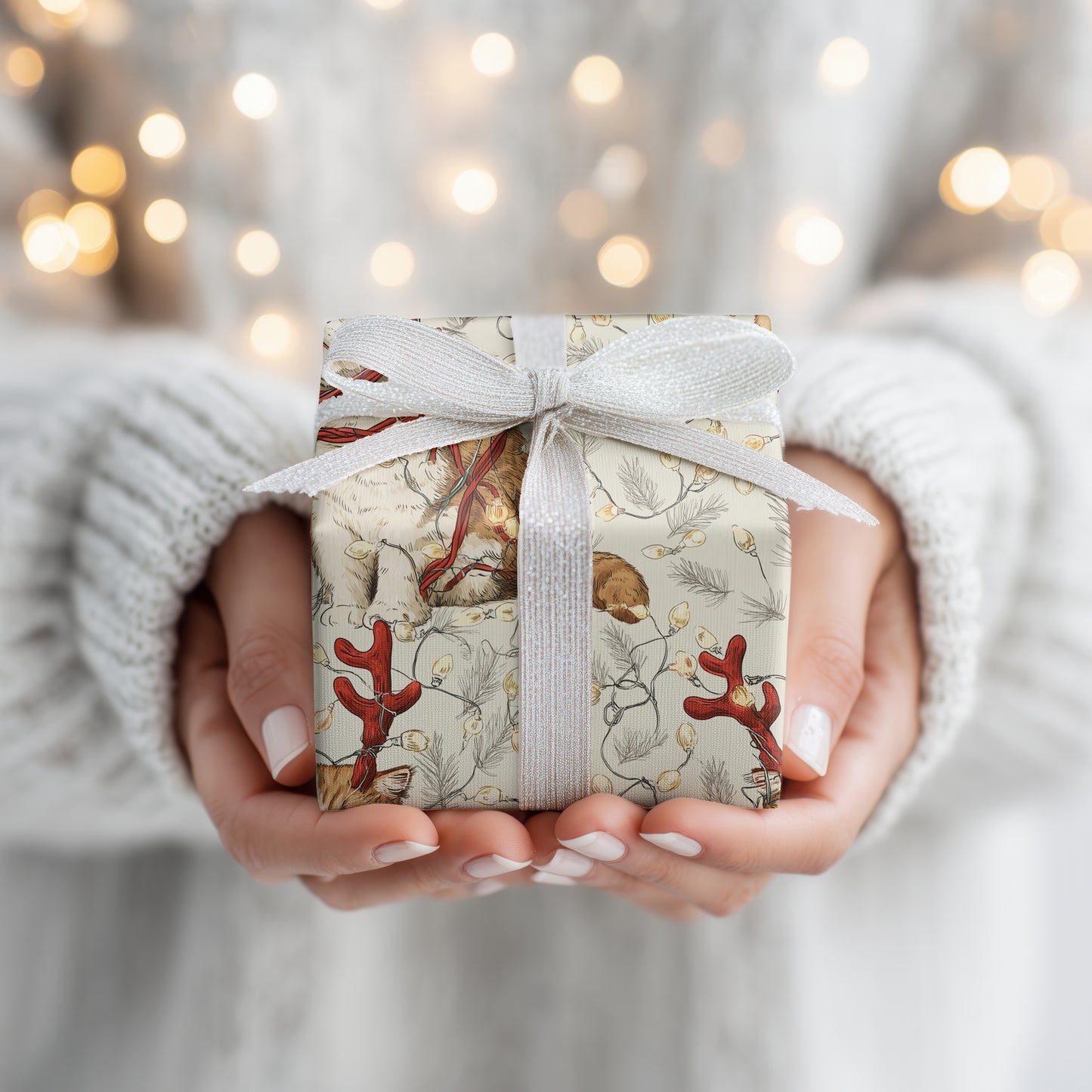 Twinkling Cats Amid Holiday Charm