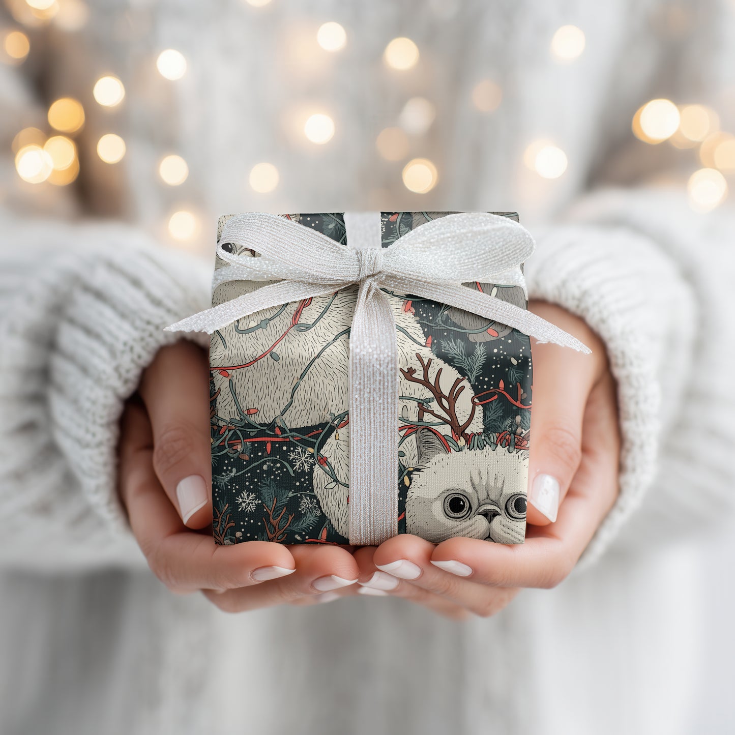 Festive Felines Tangle Christmas Lights