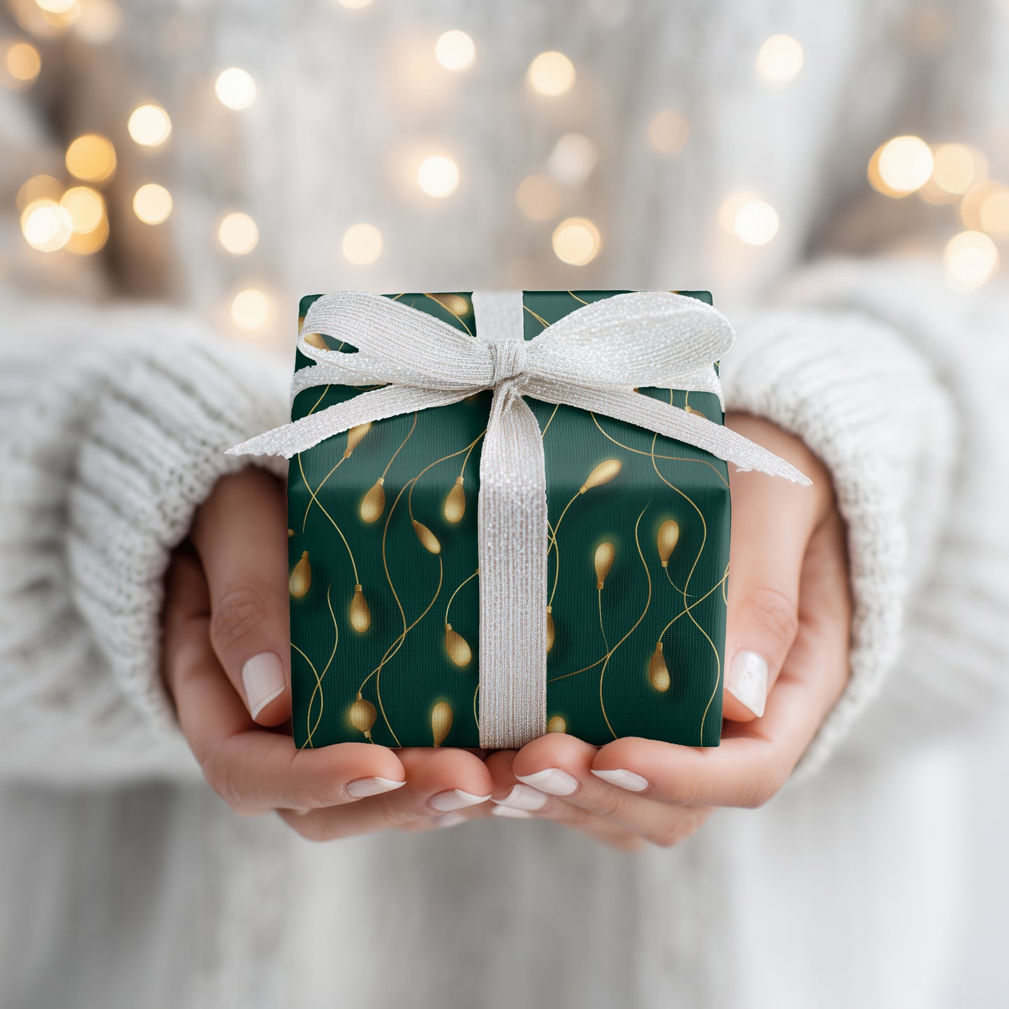 Golden Threads Dancing Midnight Green