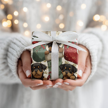 Joyful Rottweiler Pups in Cozy Stockings