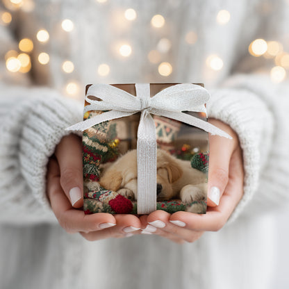 Puppy Dreams Near Crackling Flames