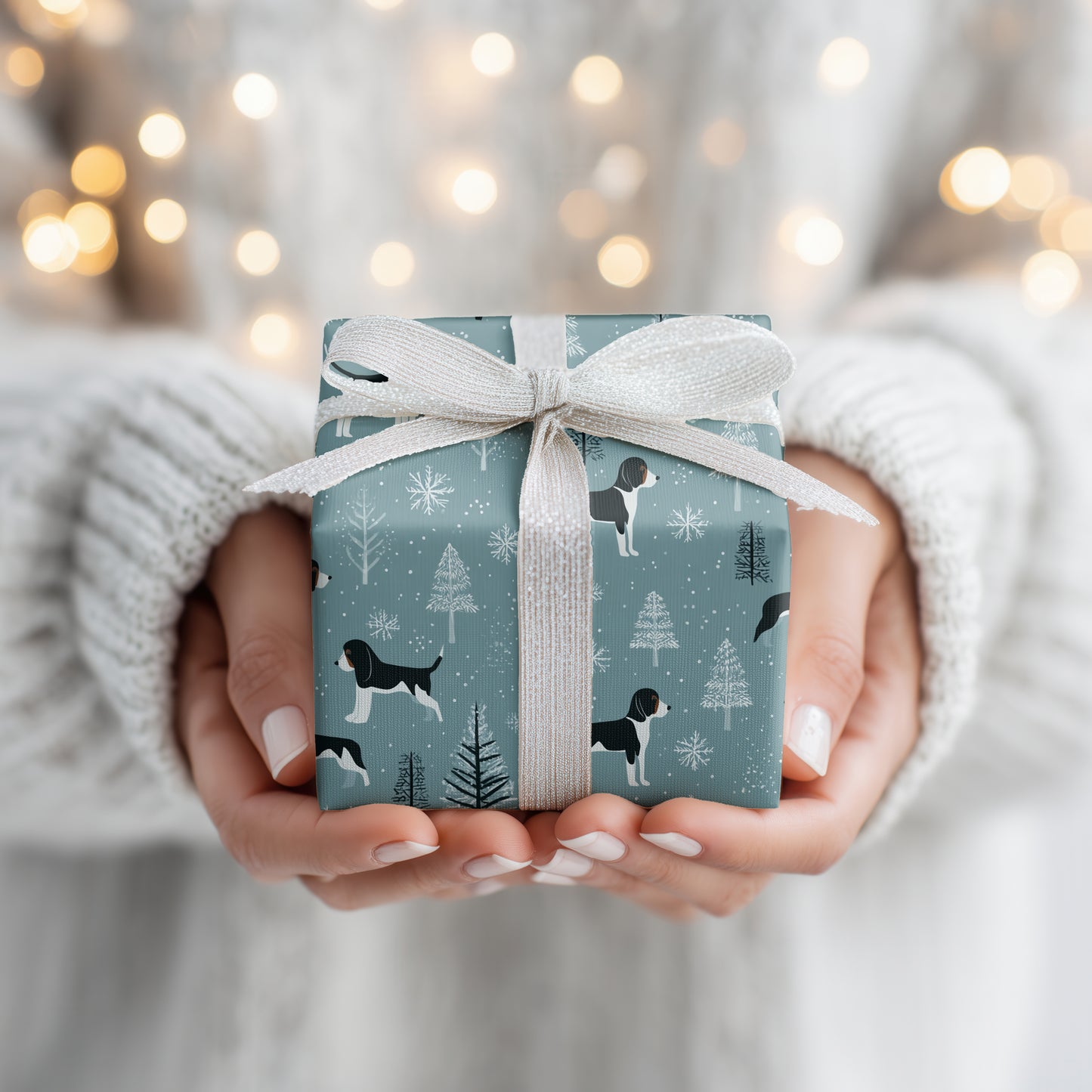 Winter Hounds Patrol Snowfall Skies