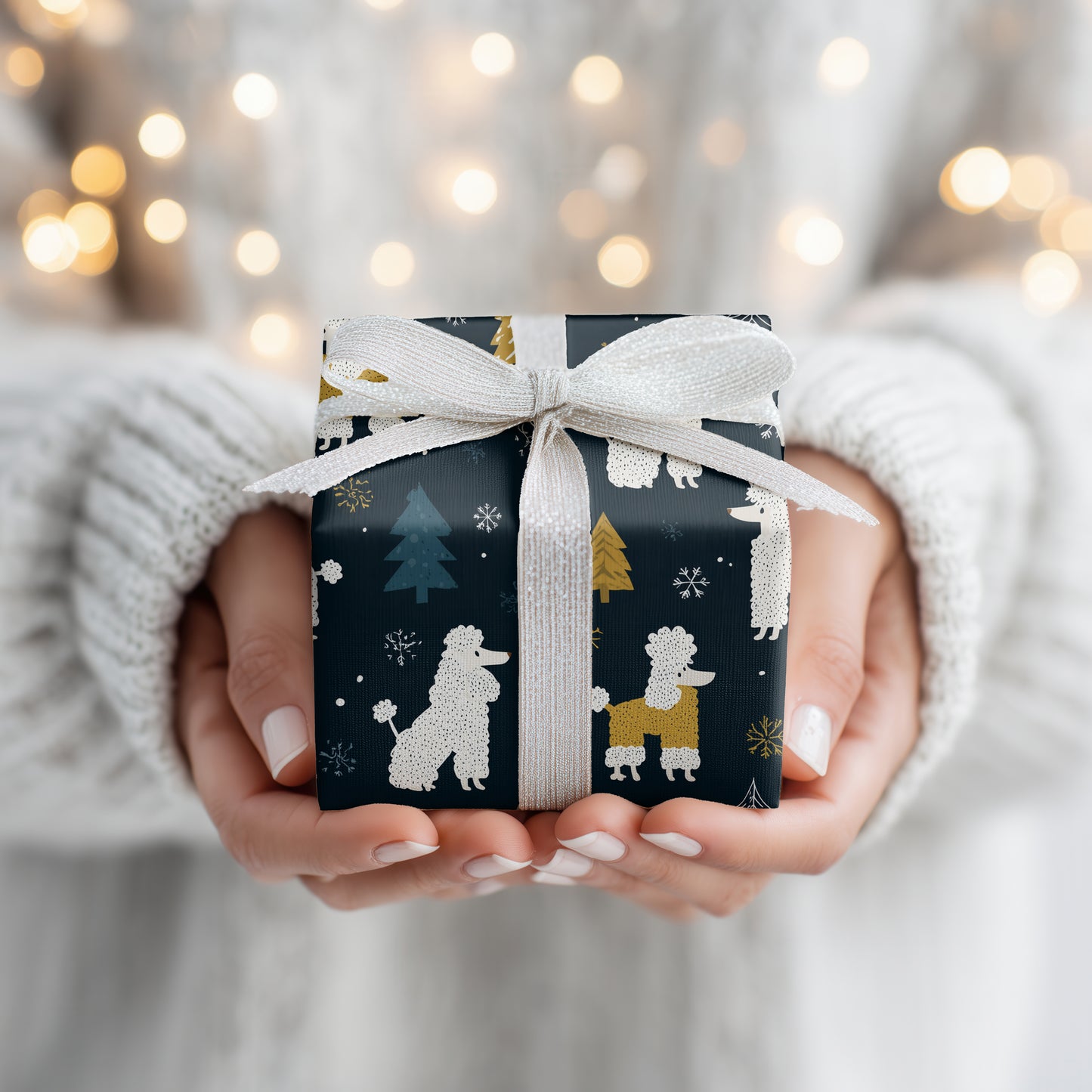 Poodles Prancing Through Winter's Night