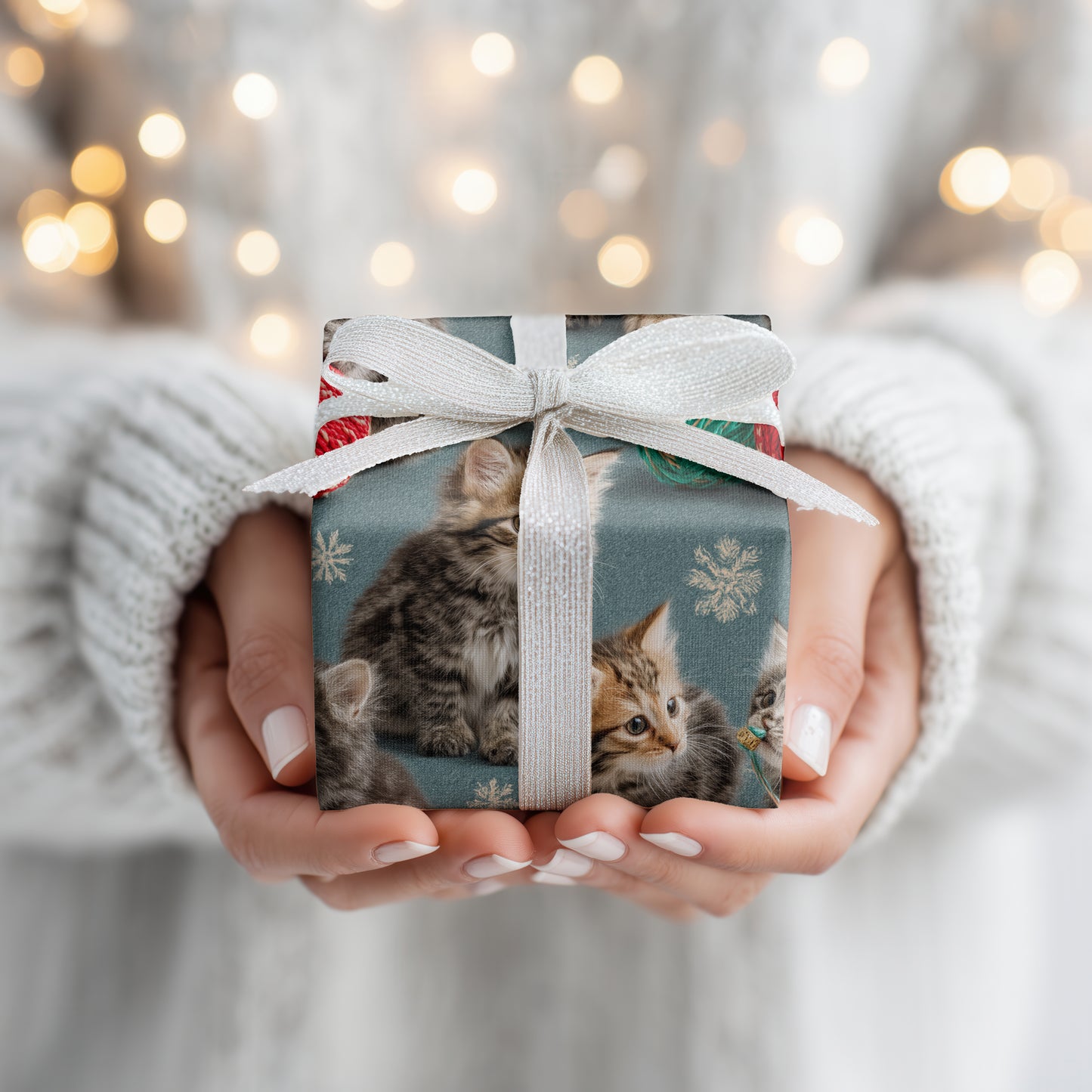 Playful Paws Amid Winter's Yarn