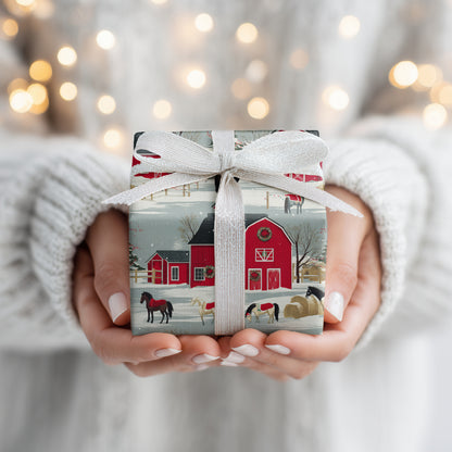 Horses Warm Christmas On Red Barns