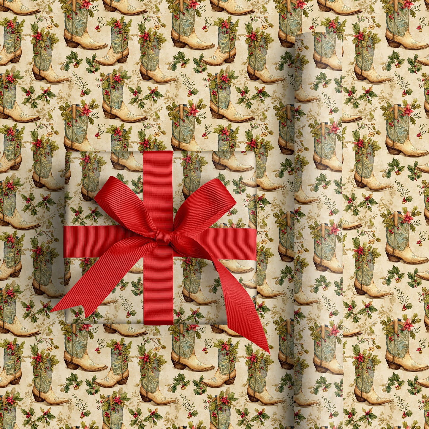 Cowboy Christmas Blooms With Holly