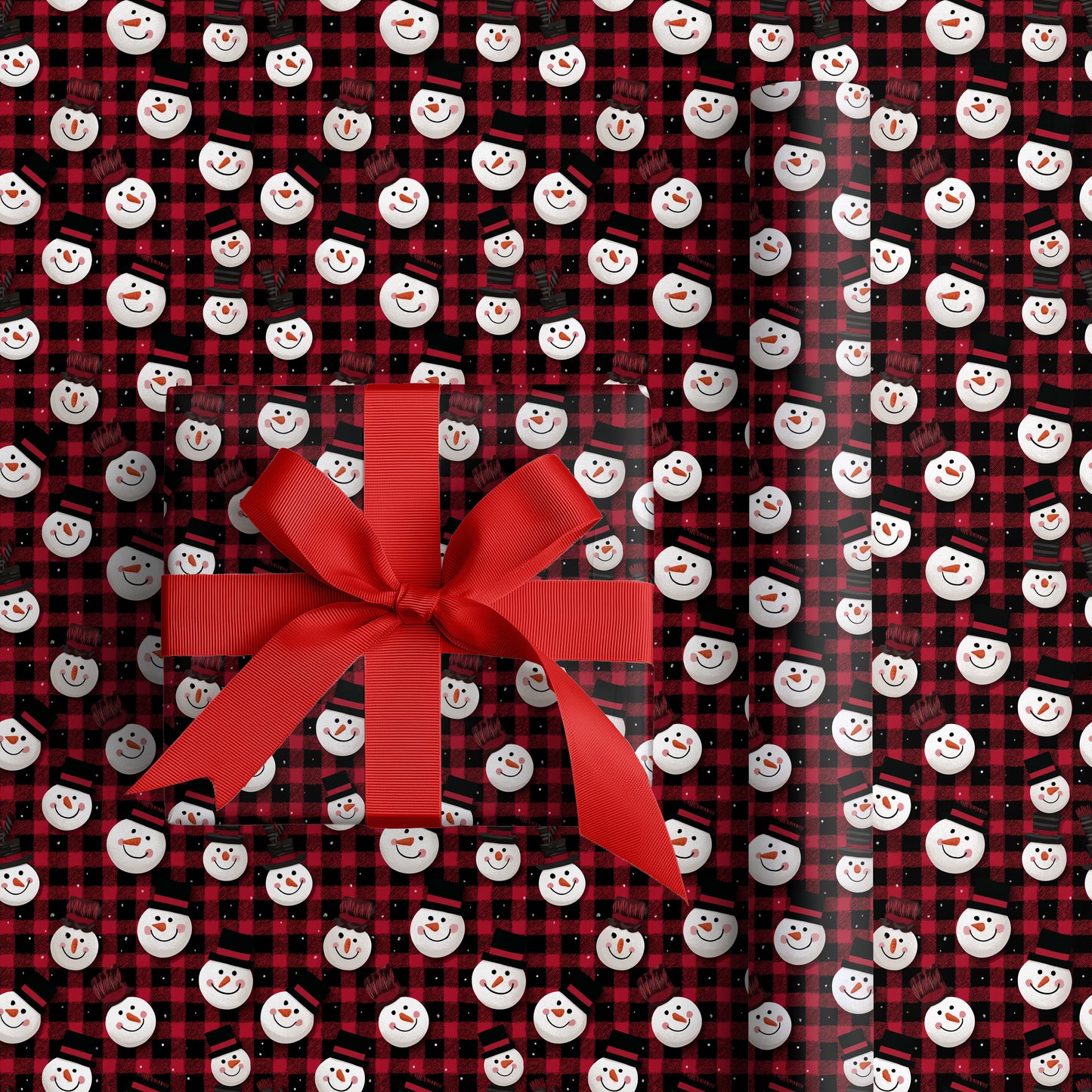 Merry Snowmen Dance On Plaid