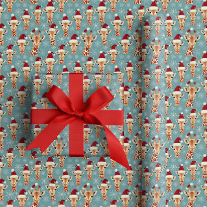 Festive Giraffes Dance Through Snowfall