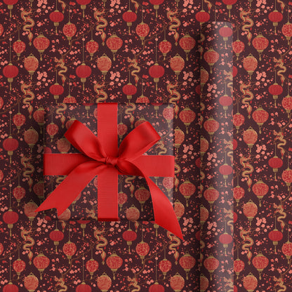 Dragons Dance Between Crimson Blossoms