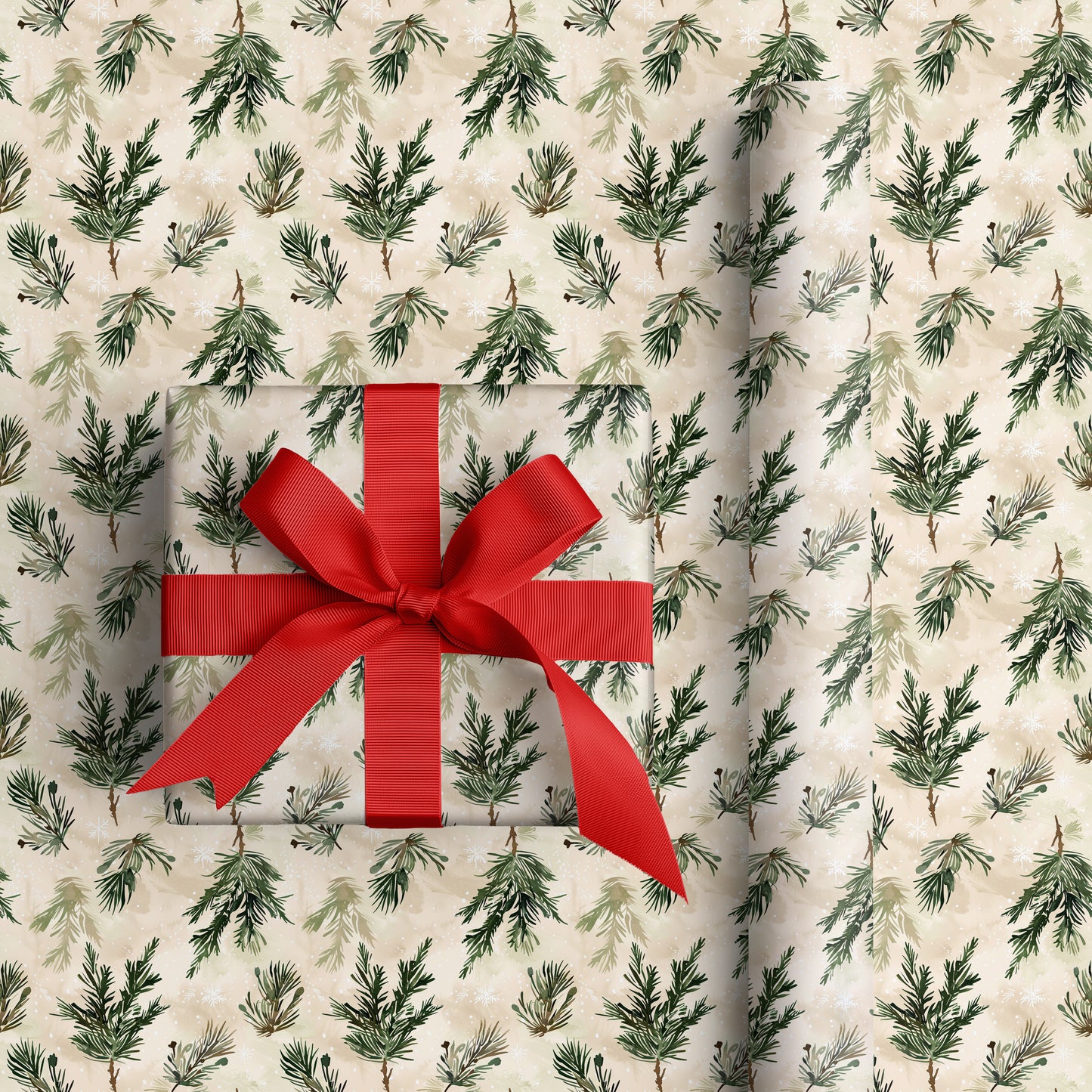 Soft Snowfall Between Pine Branches