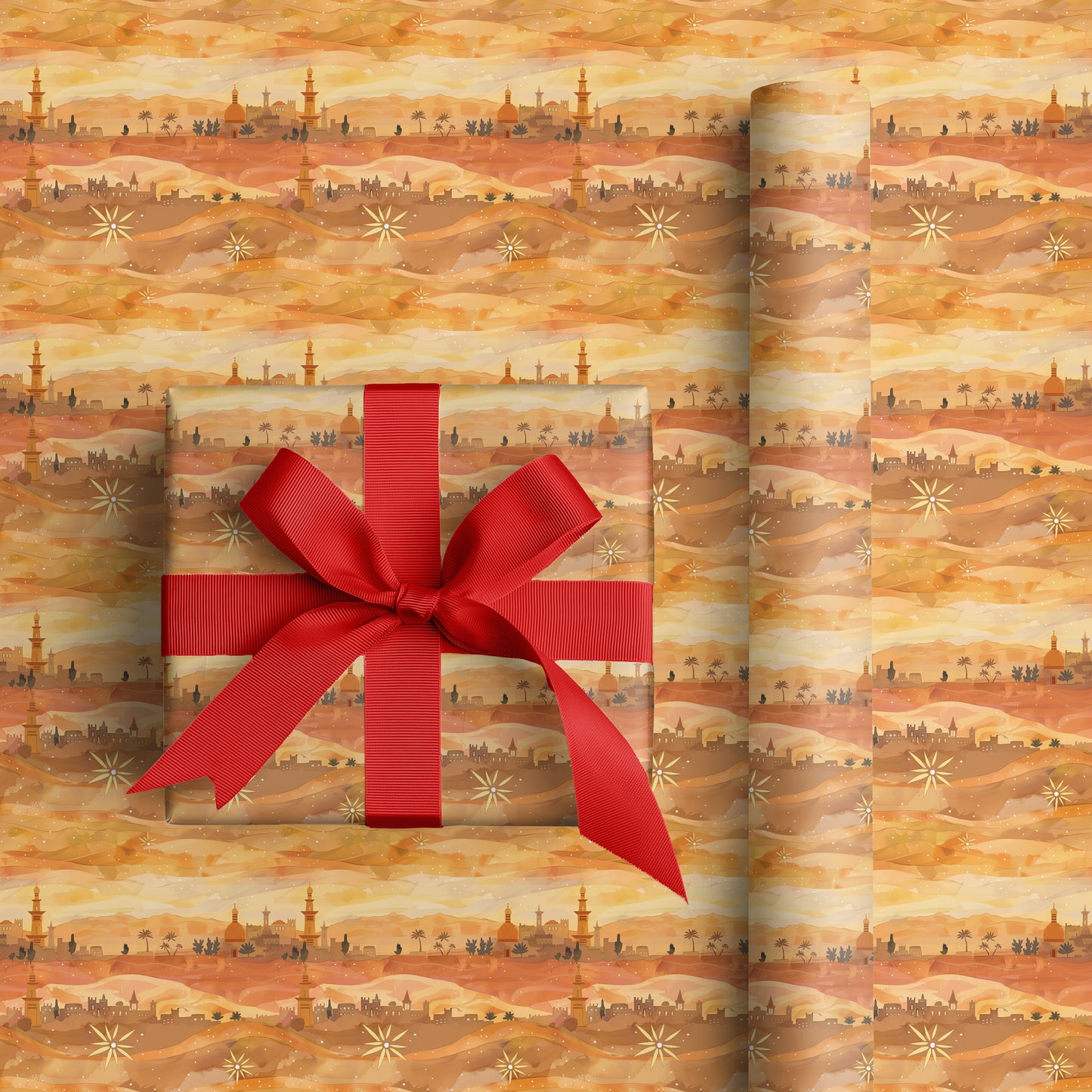 Saffron Skies Over Ancient Lands