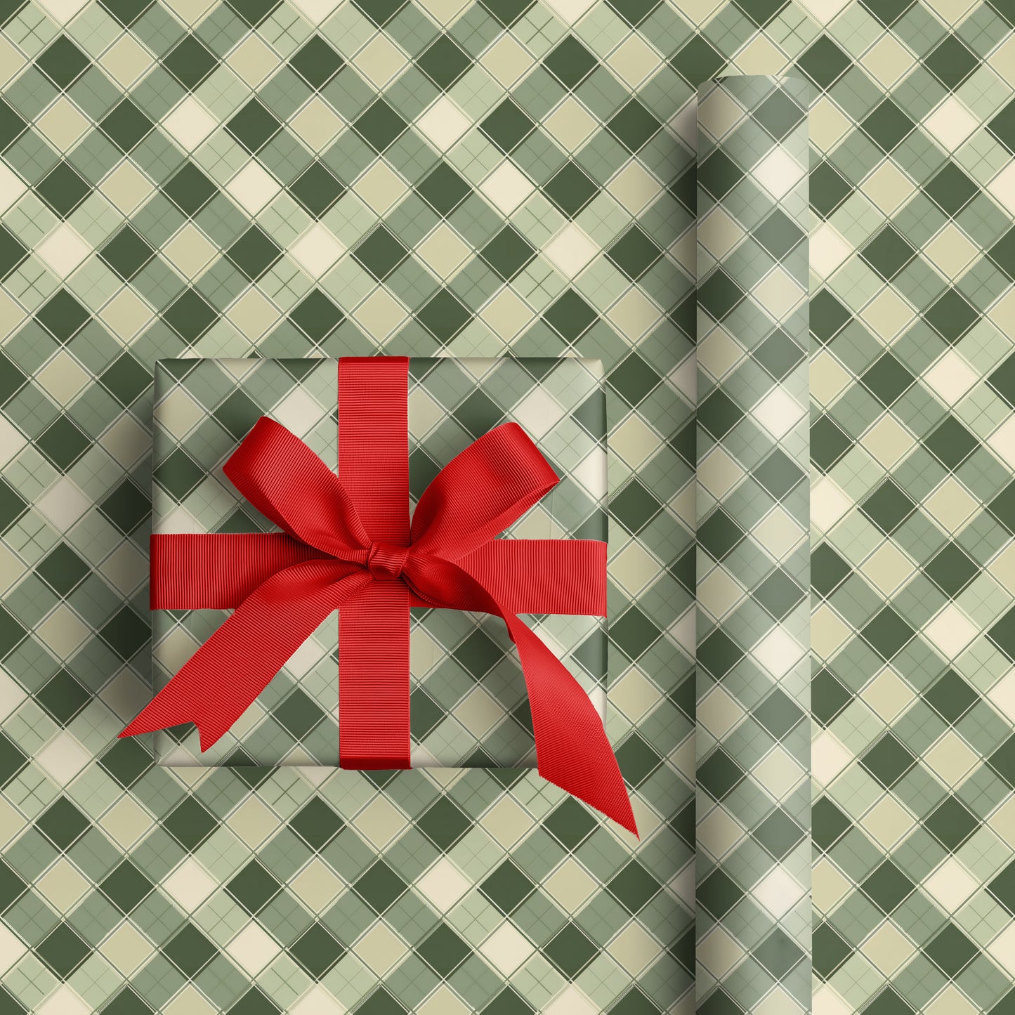 Sage Diamonds Dance Across Fabric