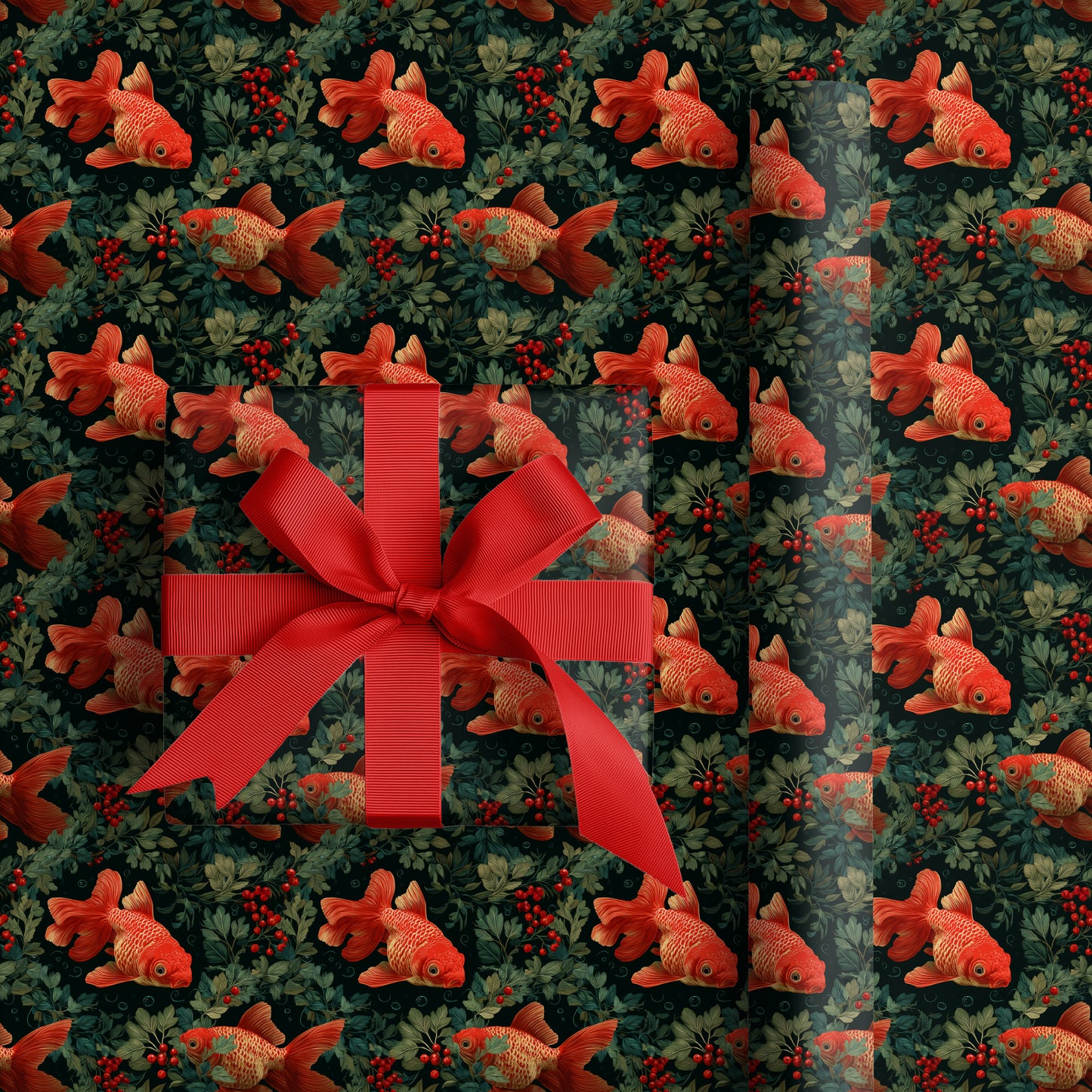 Crimson Scales Dance Through Evergreen