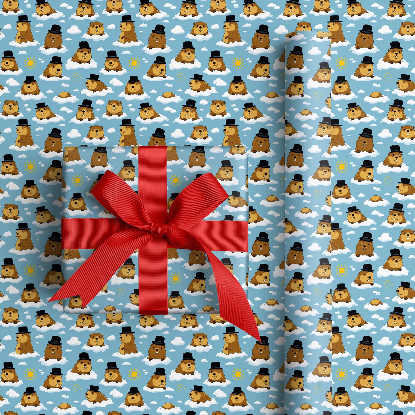 Gentlemen Groundhogs Float Above Blue