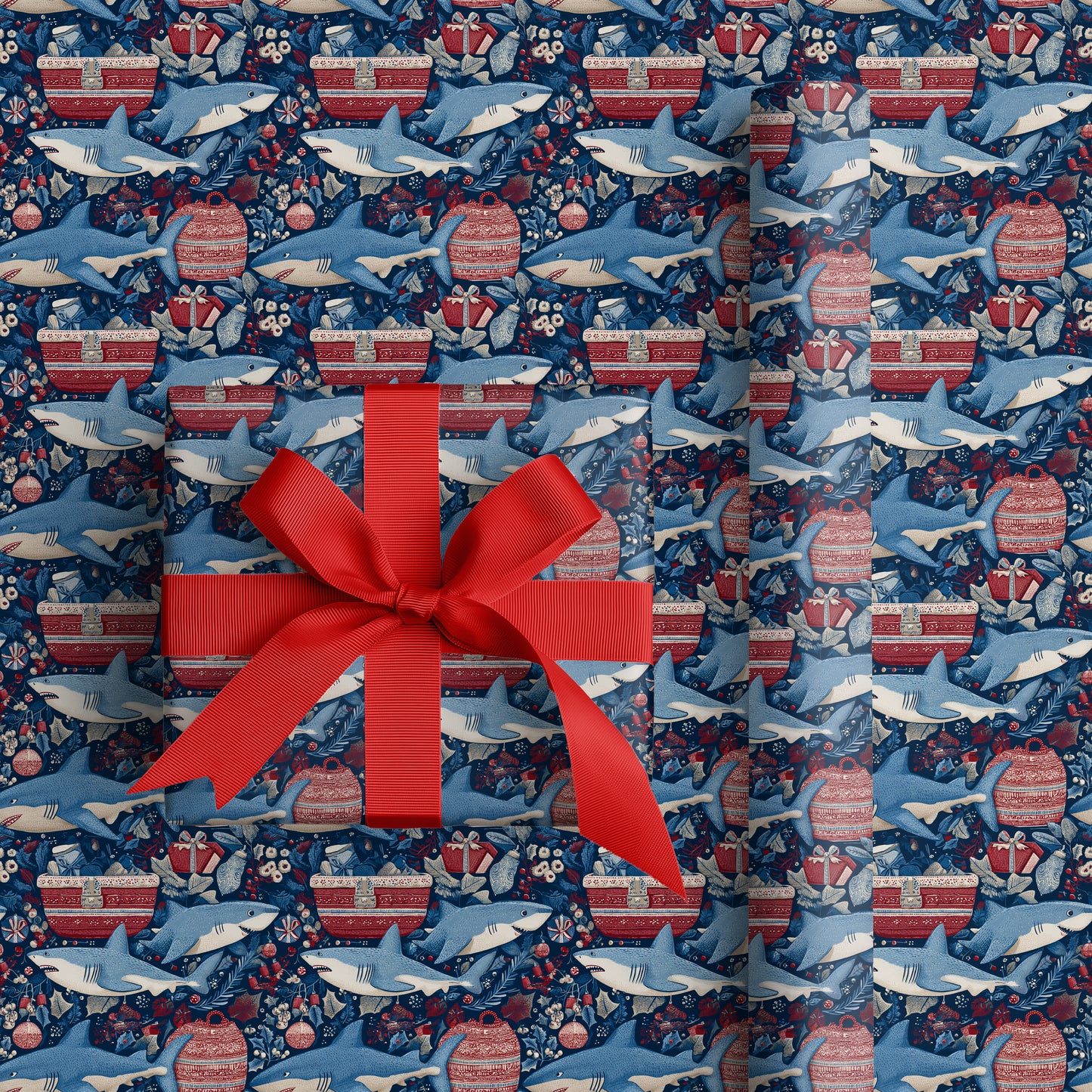 Sharks Swim Through Winter's Festive Dream