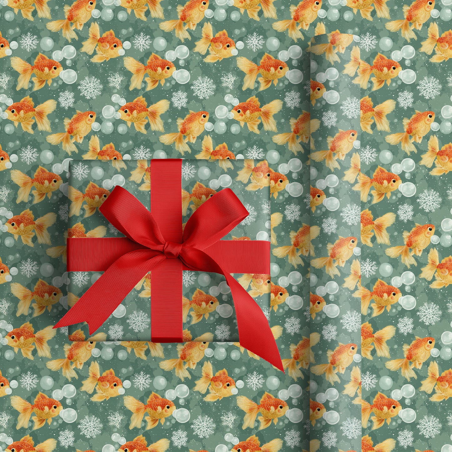 Ethereal Koi Glide Through Wintry Bubbles