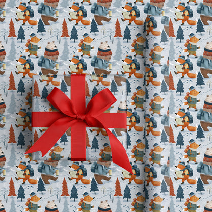 Foxes Wander Winter's Woodland Paths