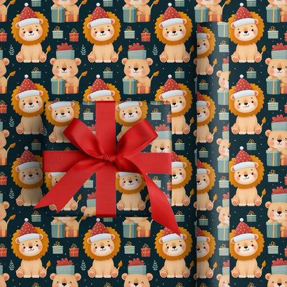 Festive Lion Unwraps Holiday Cheer