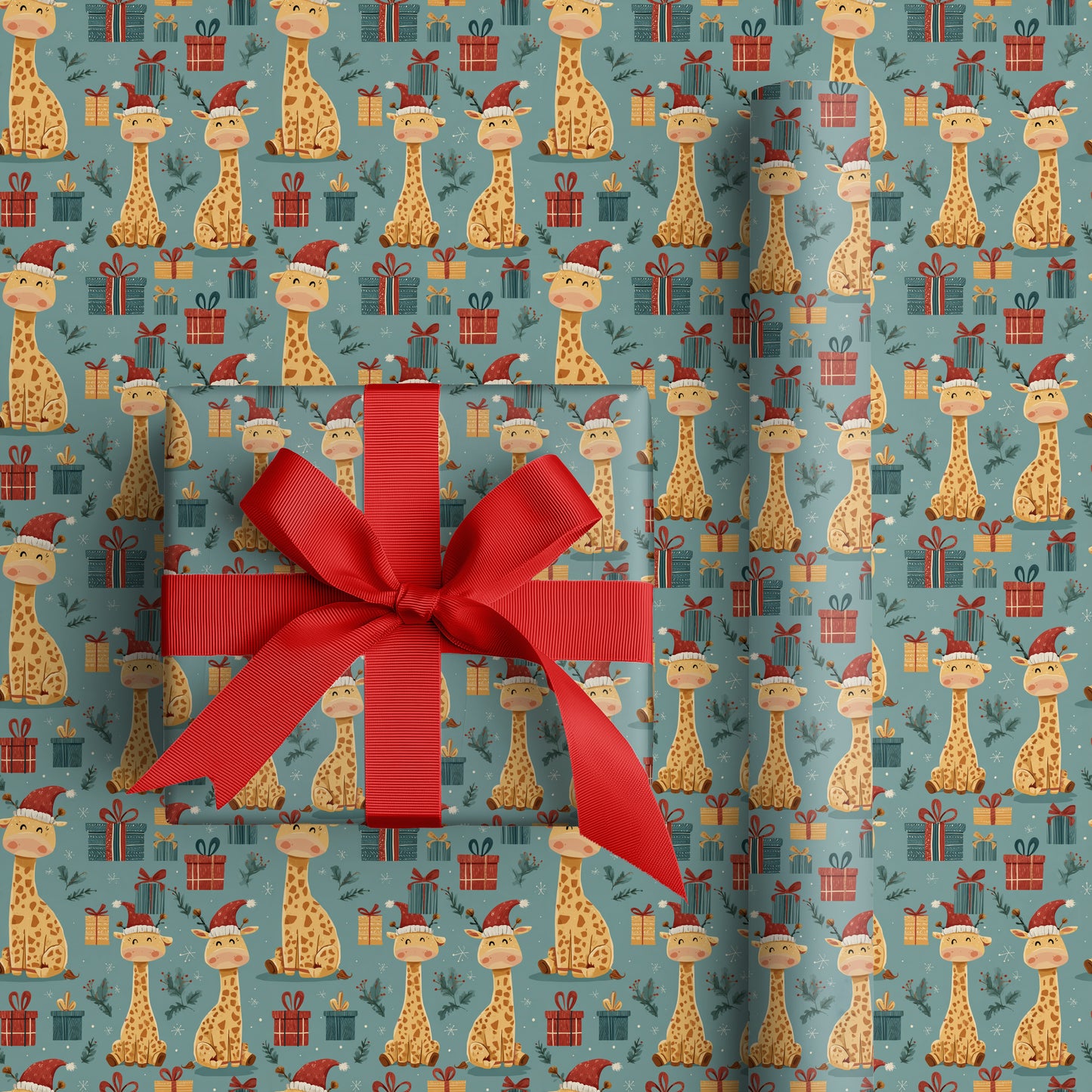 Giraffe Giggles Through Winter's Cheer