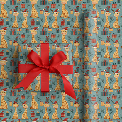 Giraffe Giggles Through Winter's Cheer