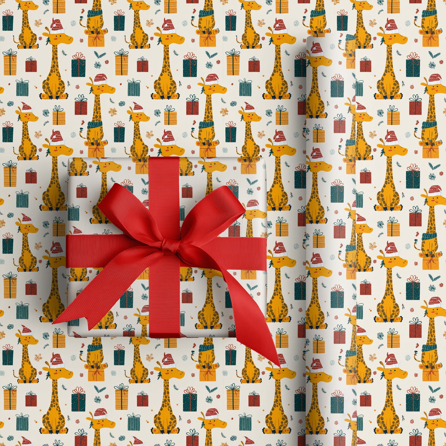 Giraffes Unwrap Holiday Cheer
