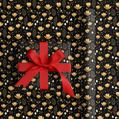 Golden Blooms Dance Midnight's Canvas