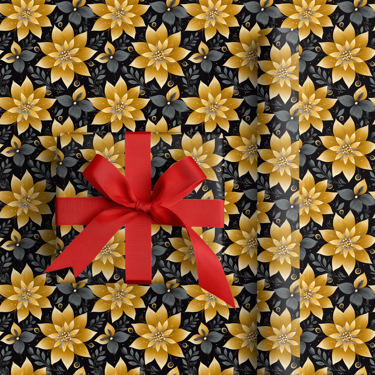 Golden Blooms Dancing Midnight Shadows