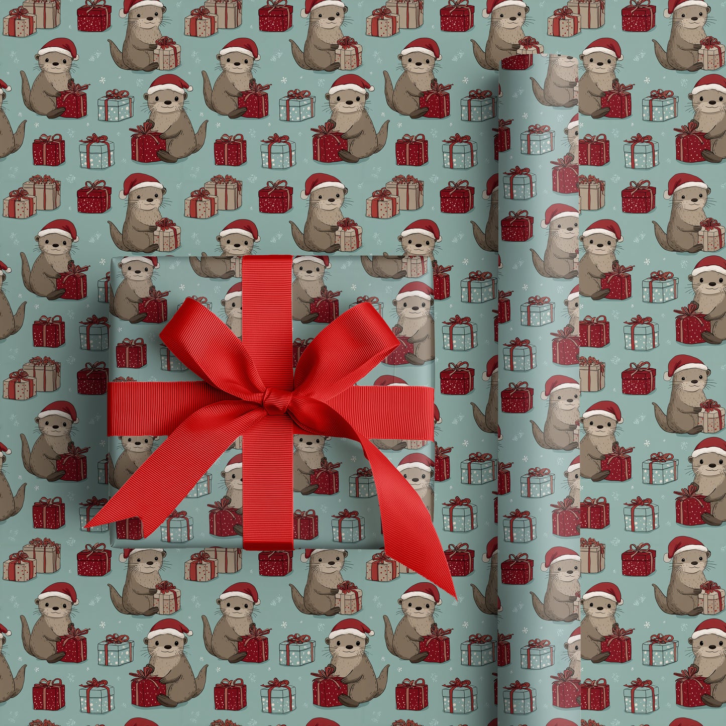 Otters Wrap Gifts With Joy