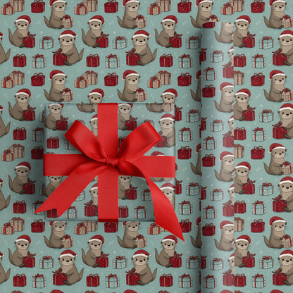 Otters Wrap Gifts With Joy