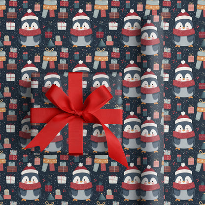 Cozy Penguin Prepares Winter's Cheer