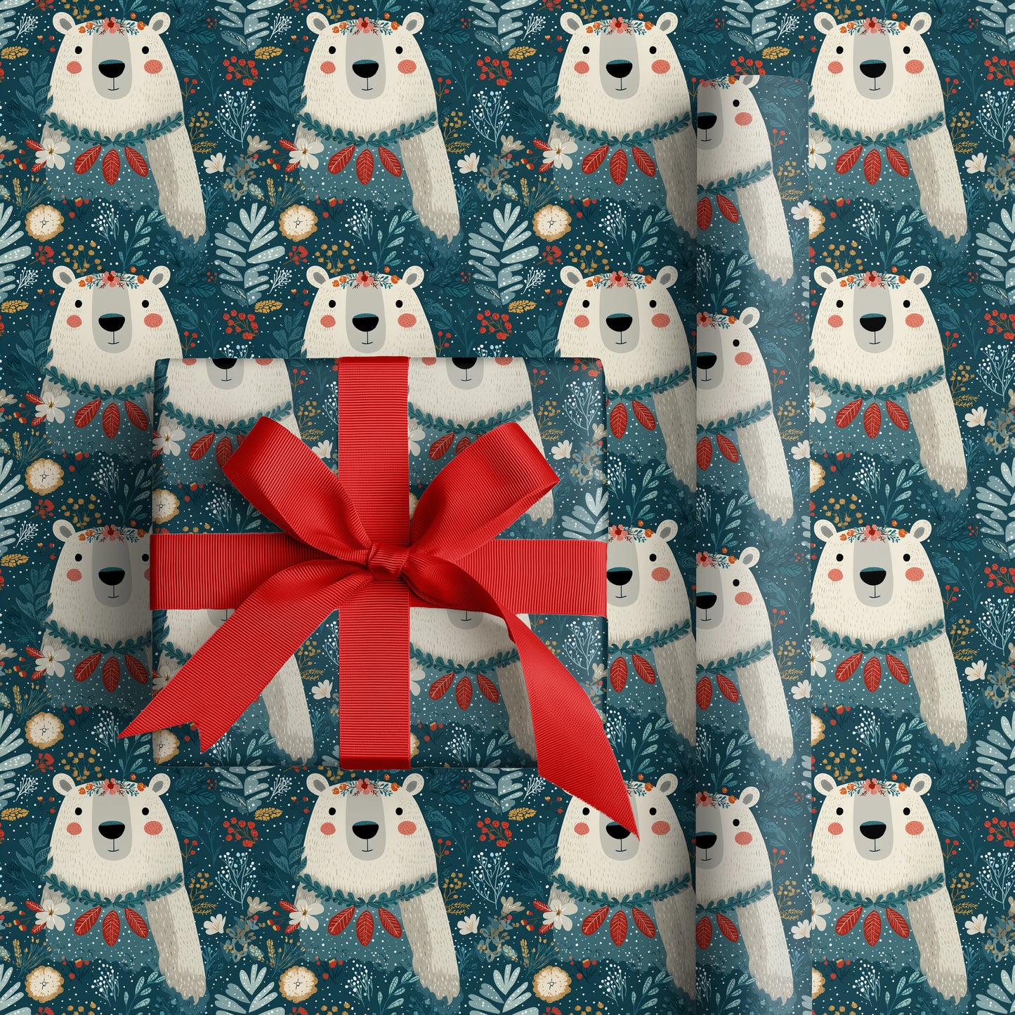 Winter Bear Wears Floral Crown