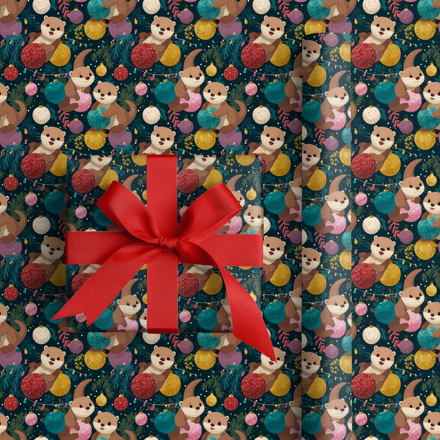 Playful Otters Deck Holiday Halls