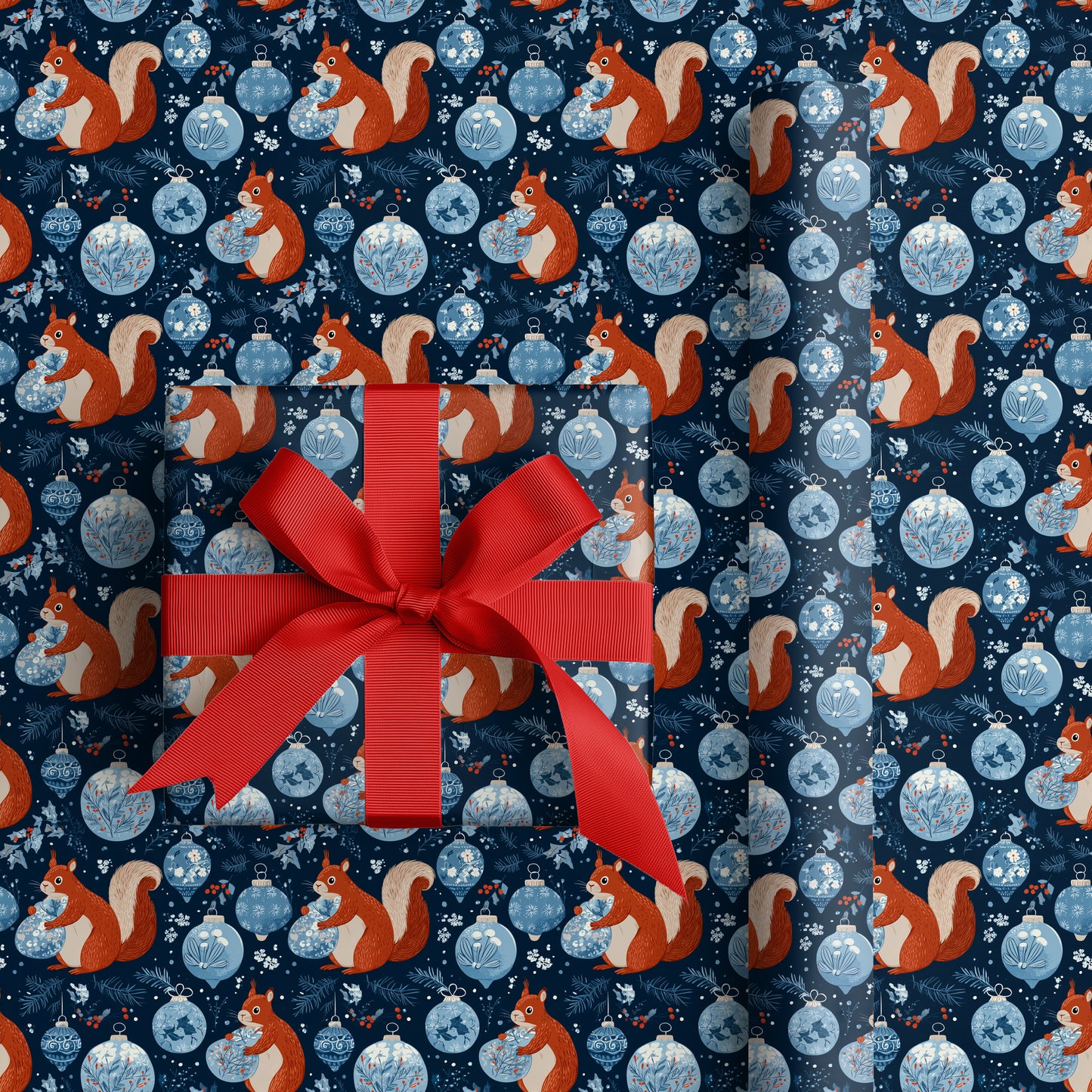 Festive Squirrels Dancing Through Ornaments