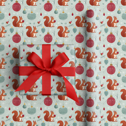 Festive Squirrels Dance Between Snowflakes