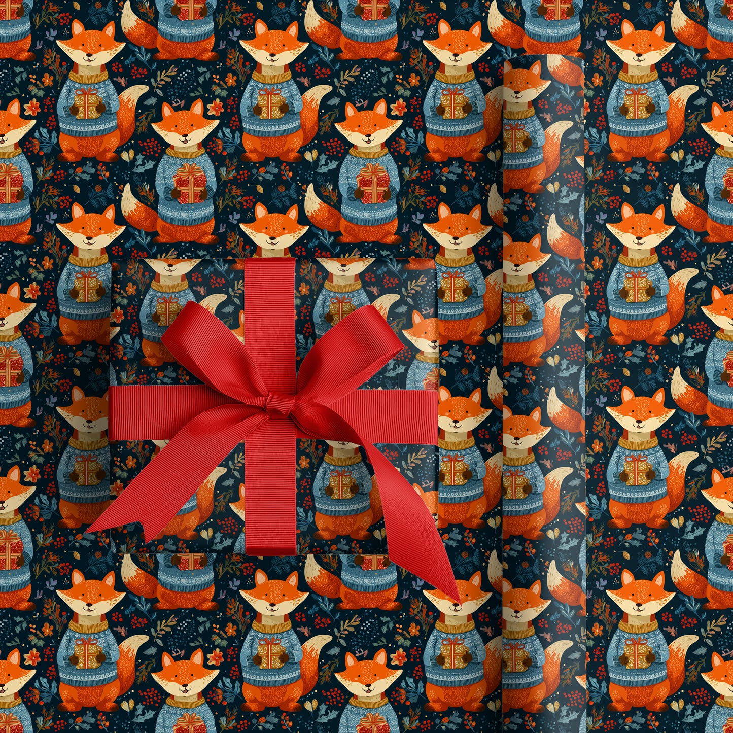 Festive Foxes Unwrap Winter's Joy