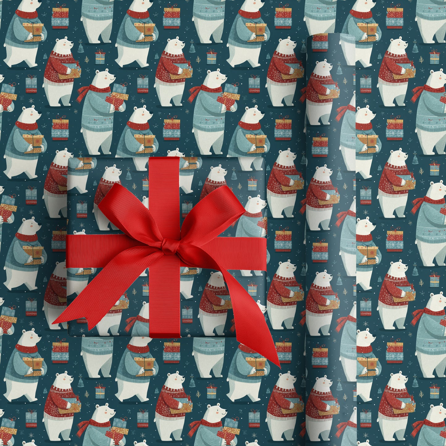 Polar Bears Wrap Gifts With Joy