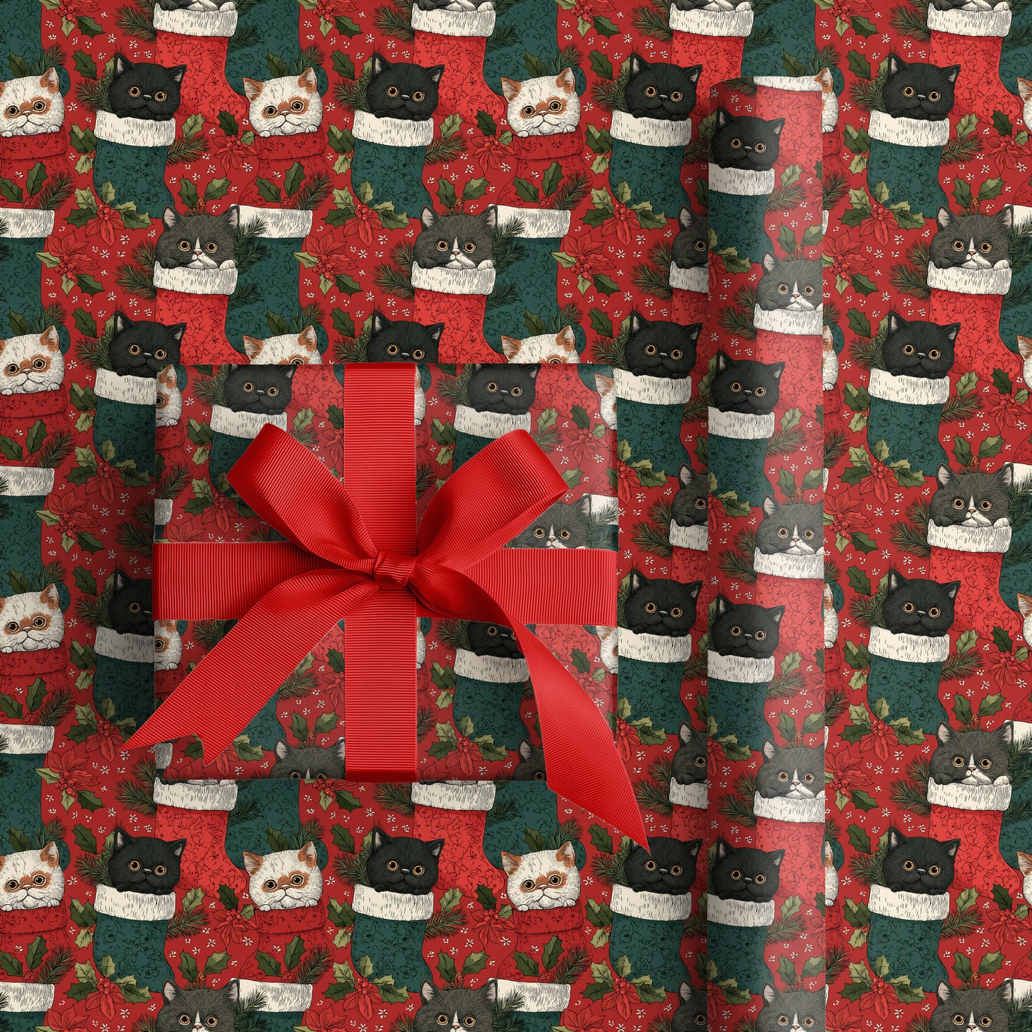 Cozy Cats in Christmas Stockings